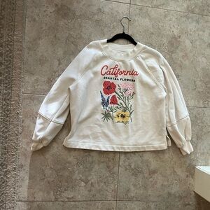 Old Navy Cream Oversized Sweatshirt Long Sleeve